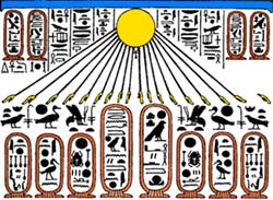 The sun disc Aten shining on the names of the royal family